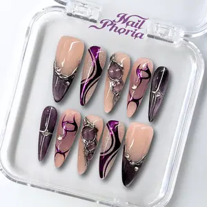 NailPhoria NEBULA LUXE - Handmade Press-On Nails | Reusable, Salon-Quality, Long-Lasting, Glossy Design
