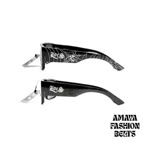 Locs Men's Sunglasses - Solid Black Frame with Paisley Bandanna Design & UV400 Protection