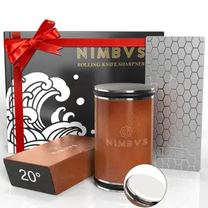 Rolling Knife Sharpener Kit with Diamond & Ceramic Sharpening System - 1000# Grit Whetstone, 15° & 20° Magnetic Angles, Non-Slip Base, Professional Sharpening Kit