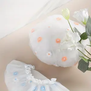 1pc Sunflower Waterproof Shower Cap, Embroidered Flower Adult Women's Double layered Shower Cap, Shower Cap, Anti oil Fume Cap