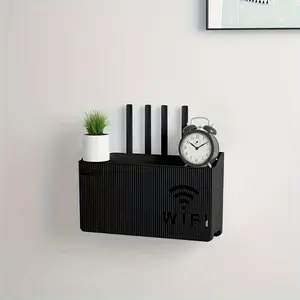 Wall-Mounted Router Box, Wireless WiFi Organizer, Durable Structure, No Drilling Required, Stylish Wall Shelf