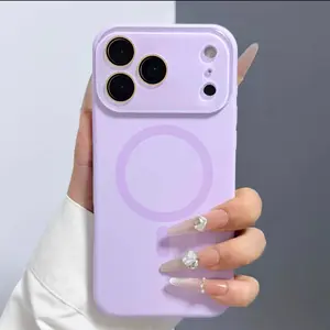 Candy Color Skin Feel Liquid Silicone Magnetic Case for IP17 Pro Max Full Protection Anti-drop with Built-in Lens Protection for IP16/15/14/13 Pro Max tiktokshopspringglowup