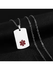 Medical Alert Dog Tag Necklace | Star of Life Stainless Steel Pendant | Emergency ID Jewelry