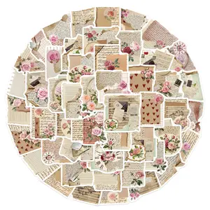 50pcs Retro Rose Gentle Quotes Stickers Series, Office Supplies and Notebook Accessories, Suitable for Scrapbooks, Diaries, Laptops, Water Bottles, Cars, Etc., Based on A Design Inspired By Faith.