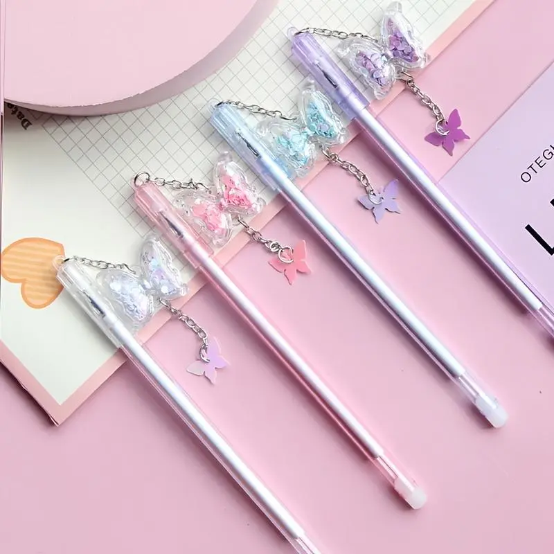 Butterfly Pendant Gel Pen, 4/8/12pcs Cute Student Exam Signature Pen, Stationery Supplies for Home School Office Dormitory