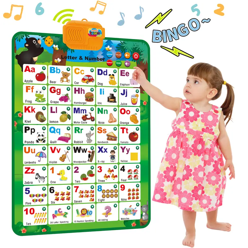 Educational Interactive Alphabet & Numbers kid Learning Poster Talking ABCs & 123s Music Poster
