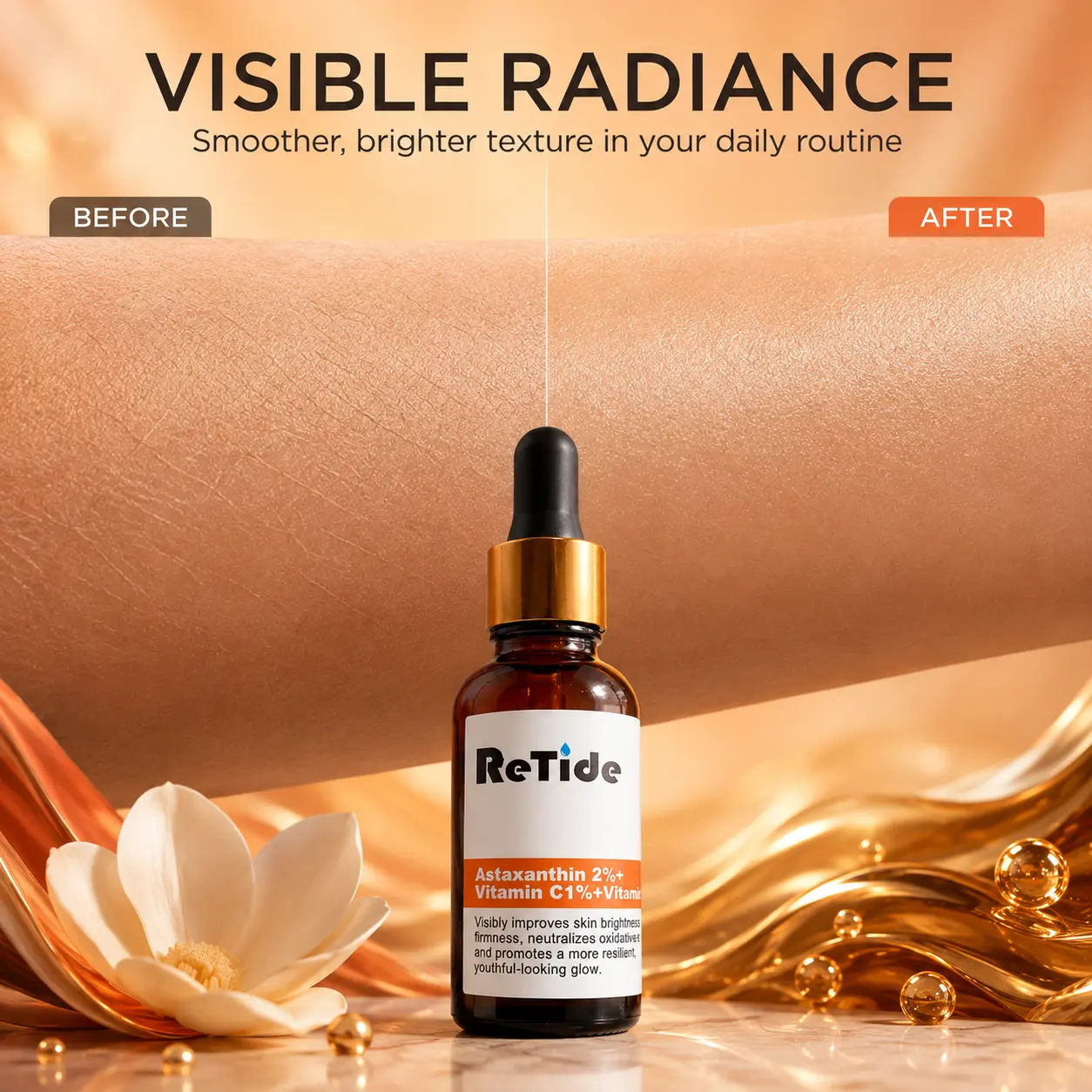 Visible Radiance Serum with Astaxanthin 2% & Vitamin C 15% for Smoother Brighter Texture in Daily Routine