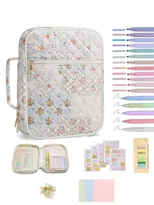 Women's Floral Bible Cover Bag, Shoulder Storage Bag, Stylish Portable Organizer for Bibles & Books, with Tabs Colored Gel Pen, Highlighters for Study Bible, Bible Case with Shoulder Strap, Stationery Office Supplies, Work Organizer