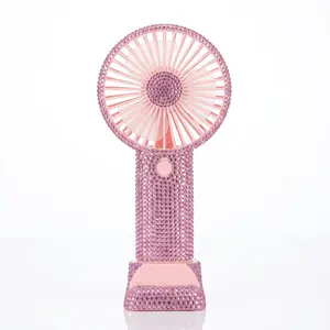 Viral Bling Rhinestone Handheld Fan | Portable Sparkly Mini USB Fan for Summer Must-Haves-Cute Rechargeable Cooling Desk Fan for Girls & School