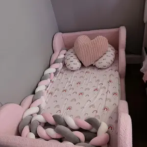 MOPHOTO Toddler Bed Toddler Floor Bed Frame with Rails & Headboard, Standard Crib Size Kids Beds for Ages 3-7 Years Girls and Boys, Montessori Floor Beds(No Mattress)