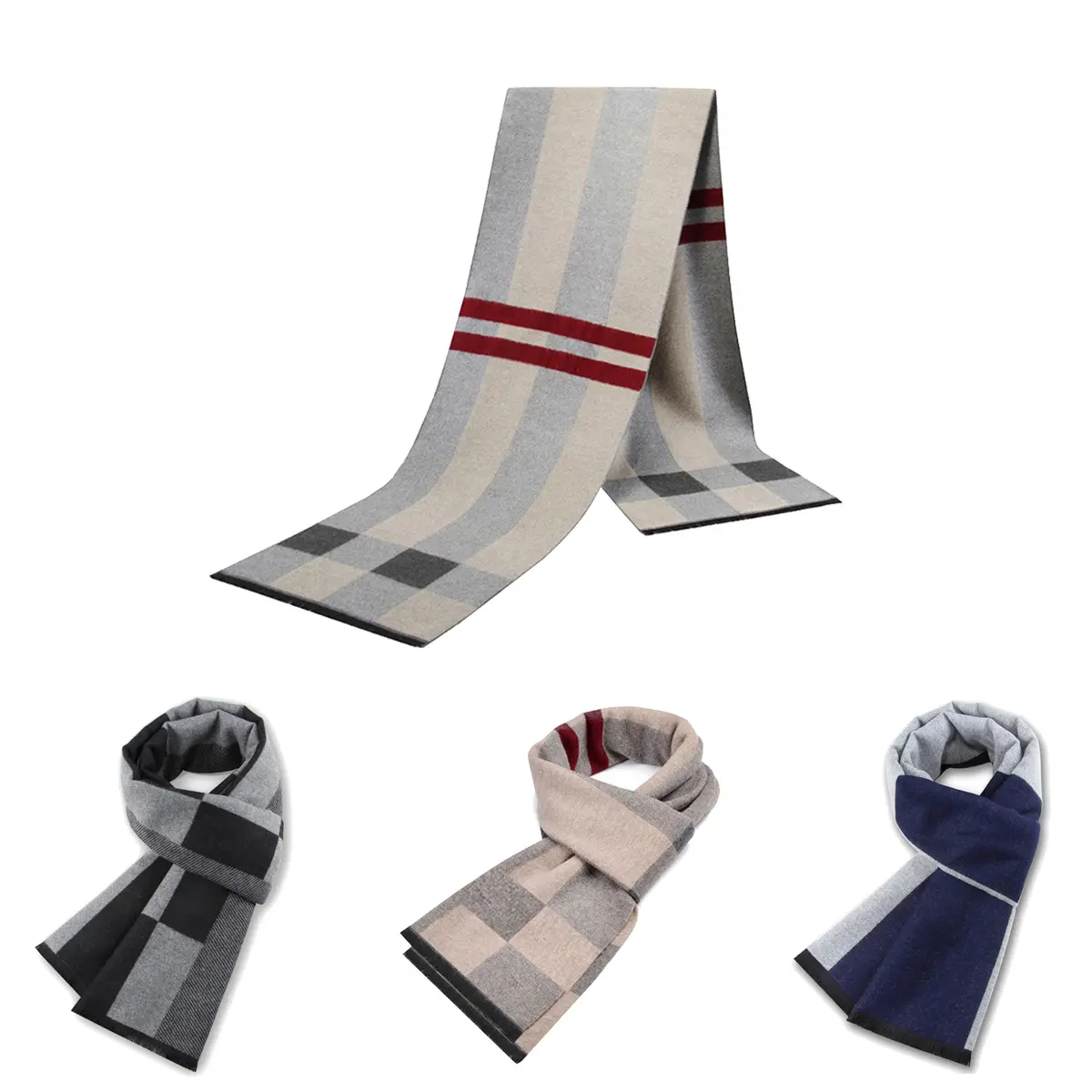 Men Scarf For Man Winter Copy Cashmere Shawl Luxury Brand Scarf Soft Keep Warm Outdoor Grey Knit Neckerchief Men Shawl Wrap Gift