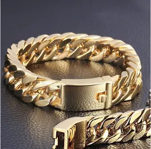 Gold-plated Double Buckle Chain Bracelet For Men