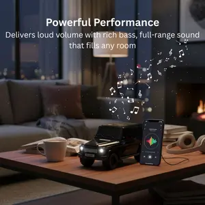 SUV Shaped Compact Rugged Off-Road Vehicle Design Wireless Speaker with LED Lights FM Radio Universal Compatibility for Cell Phone and Wireless Device WS591 Rechargeable Audio