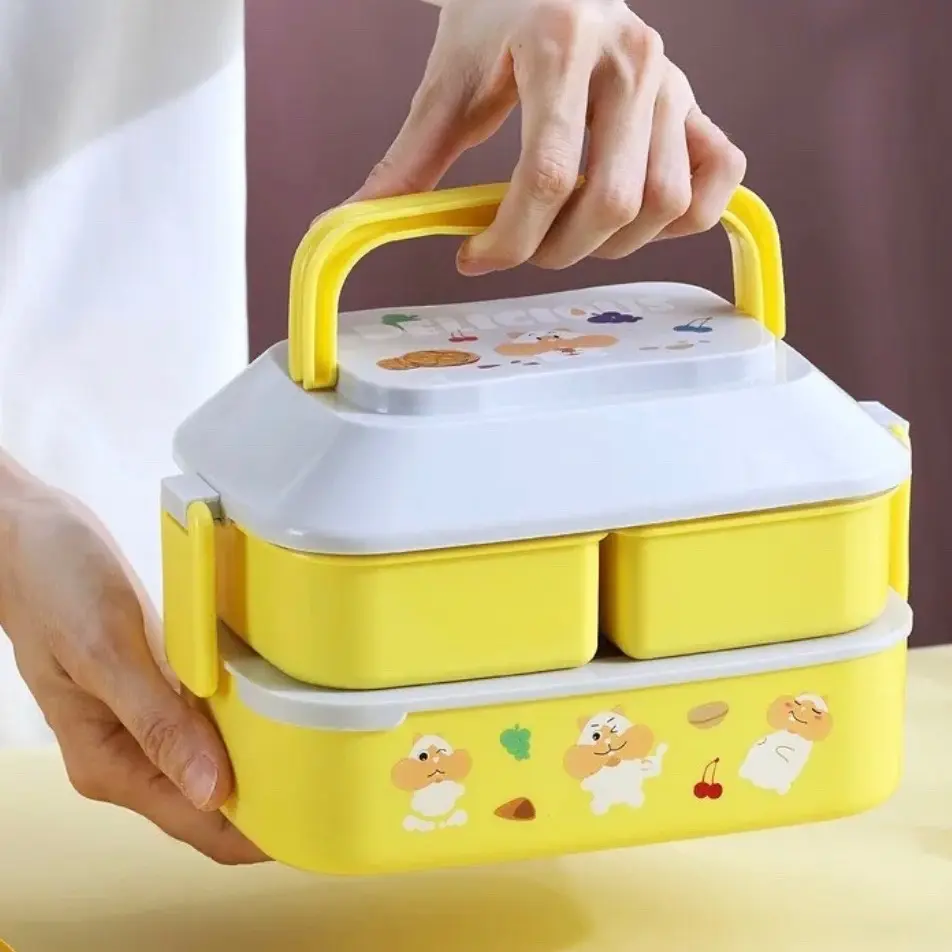 Kawaii Portable lunch box Girls School kids plastic picnic bento box Lunch Box Plastic Picnic  Food Box with Compartments Storage