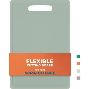 TPU Cutting Boards for kitchen, Flexible Chopping Boards with Juice Groove, Knife Mark Resistant Cutting Mats Dishwasher Safe BPA Free Cutting Board for Meat, Veggies, and Fruits, Pale Mint