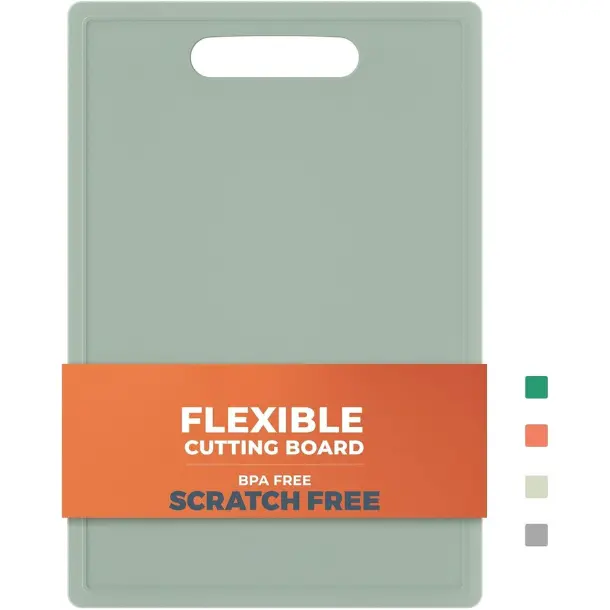 TPU Cutting Boards for kitchen, Flexible Chopping Boards with Juice Groove, Knife Mark Resistant Cutting Mats Dishwasher Safe BPA Free Cutting Board for Meat, Veggies, and Fruits, Pale Mint