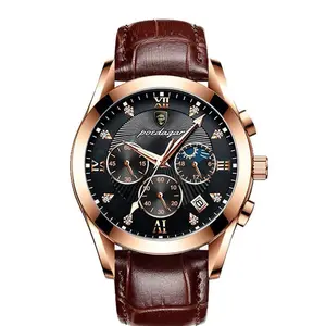 POEDAGAR Men Watch New Top Brand Luxury Waterproof Luminous Sport Wristwatch Quartz Military Genuine Leather Relogio Masculino