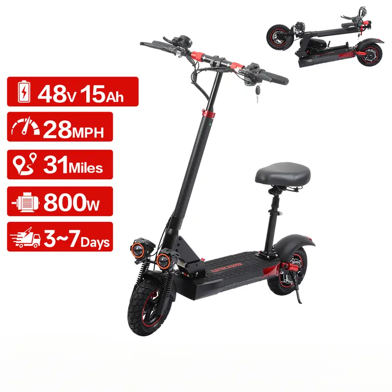 All-Terrain Electric Skateboard for Adults, Foldable Long-Range Commuter Board with 10-in Tires, 48V 800W/1200W Motor, Compact Fold & 6 Months Warranty, 48V Motor