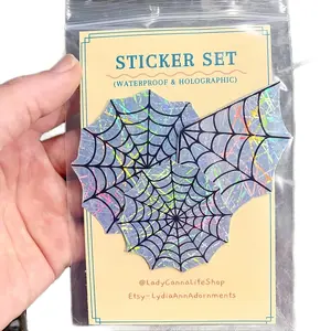 Handmade Holo Spiderweb Decorative Stickers