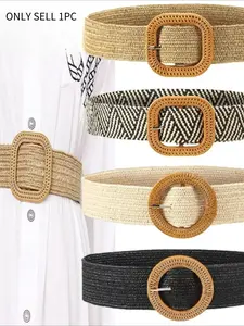 Elastic Belt for Women Straw Woven Elastic Stretch Waist Belt Women Skinny Dress Belt Belts for Women Dresses