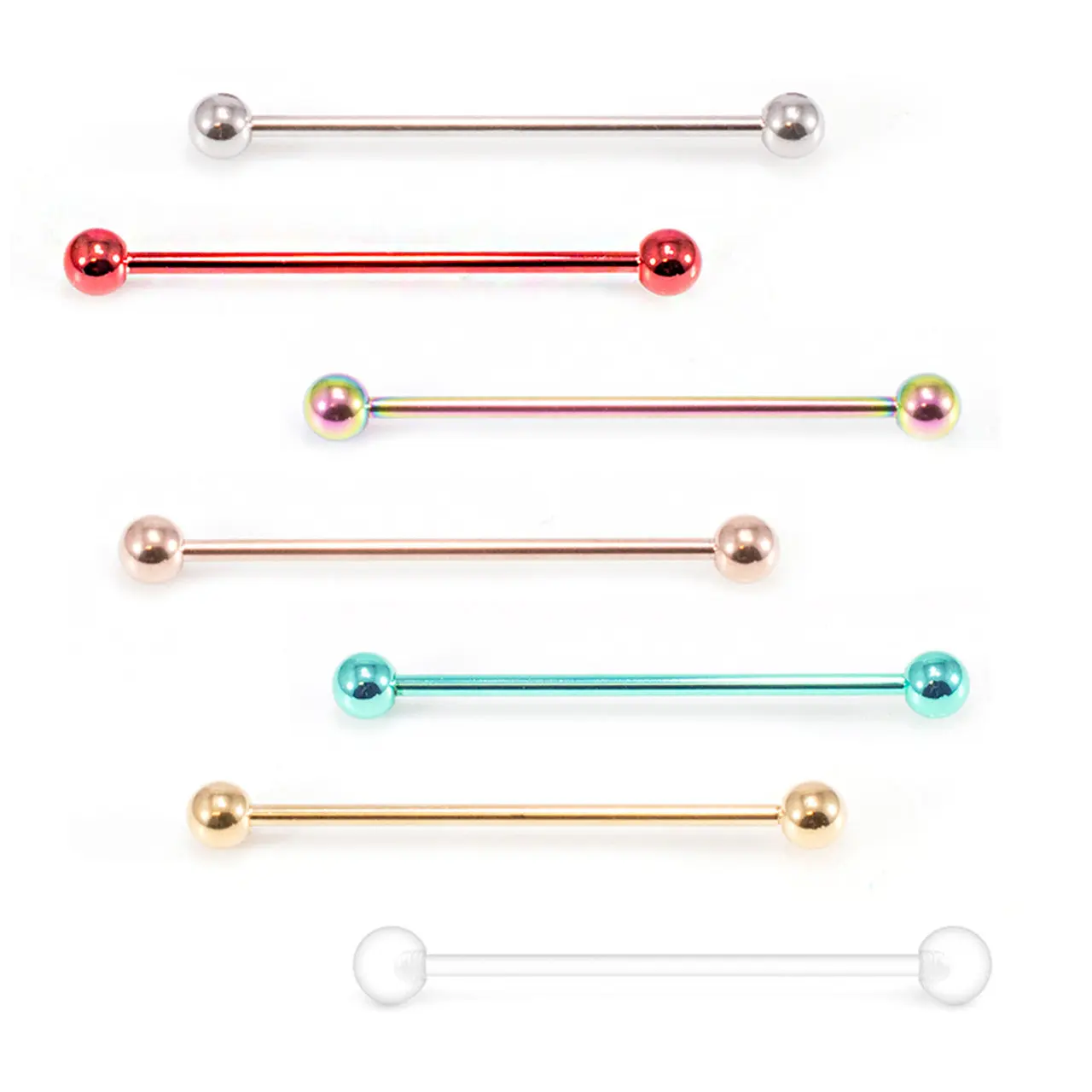 Surgical Steel Anodized Industrial Barbell 14 Gauge 38 MM & Retainer