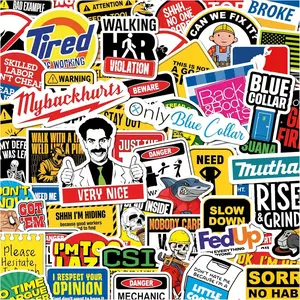 200 Funny Construction Site Stickers - Workplace Humor Safety Helmet Decorations, Waterproof Vinyl Material, Suitable for Welders, Electricians, Mechanics, Blue-Collar Workers (200 Stickers), Construction Birthday Party Supplies, Durable Stickers, Fun Sti