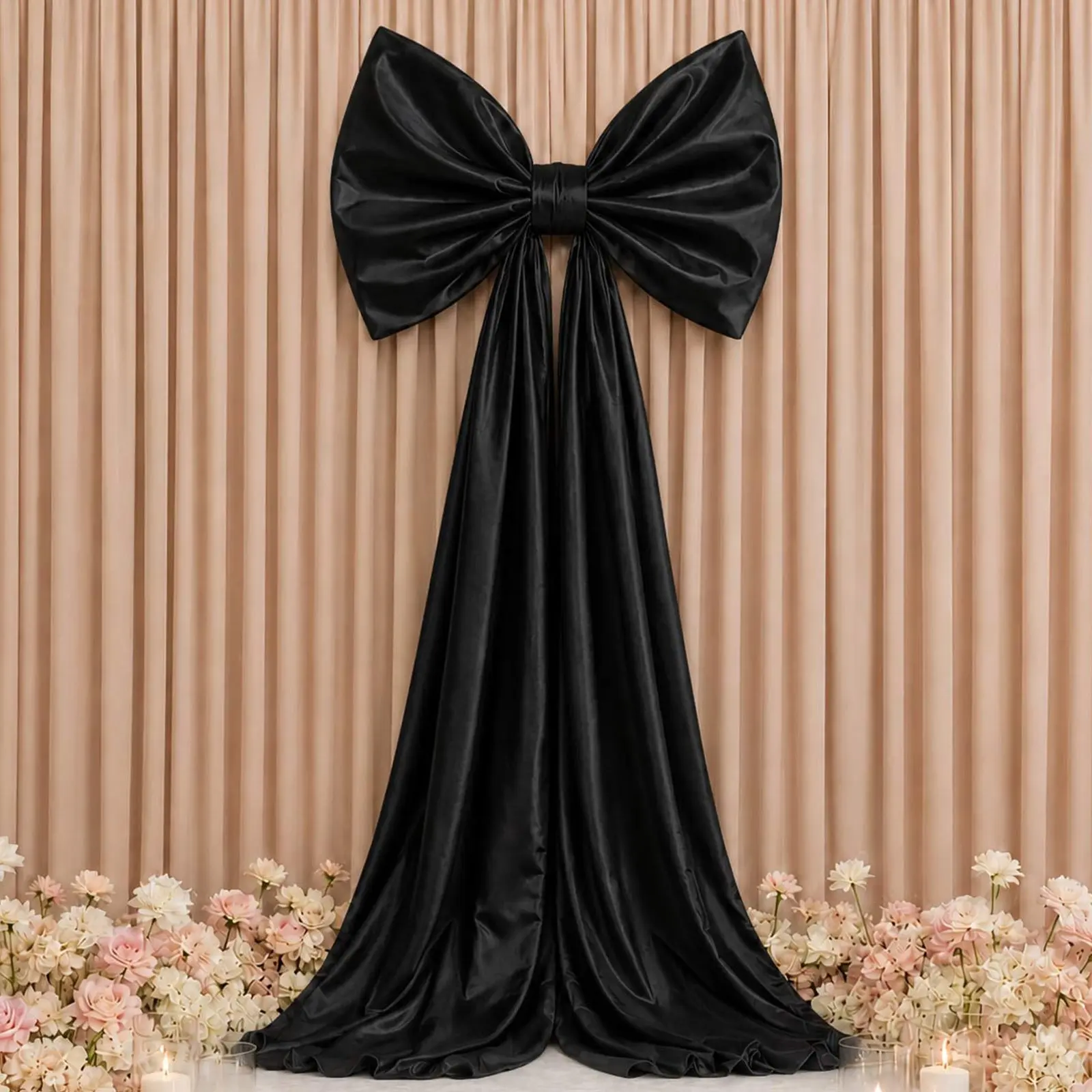 10ft Giant Satin Bow Backdrop Decor, Black – Weddings, Birthdays & Baby Showers