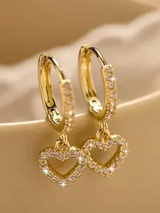 Sparking Heart Earrings for Women Dangle Hoop Earring Heart Shaped Earrings Jewelry Gift for Her, High Quality Earrings, Elegant Daily Wear Accessories, Perfect Valentine's Day Present for Her