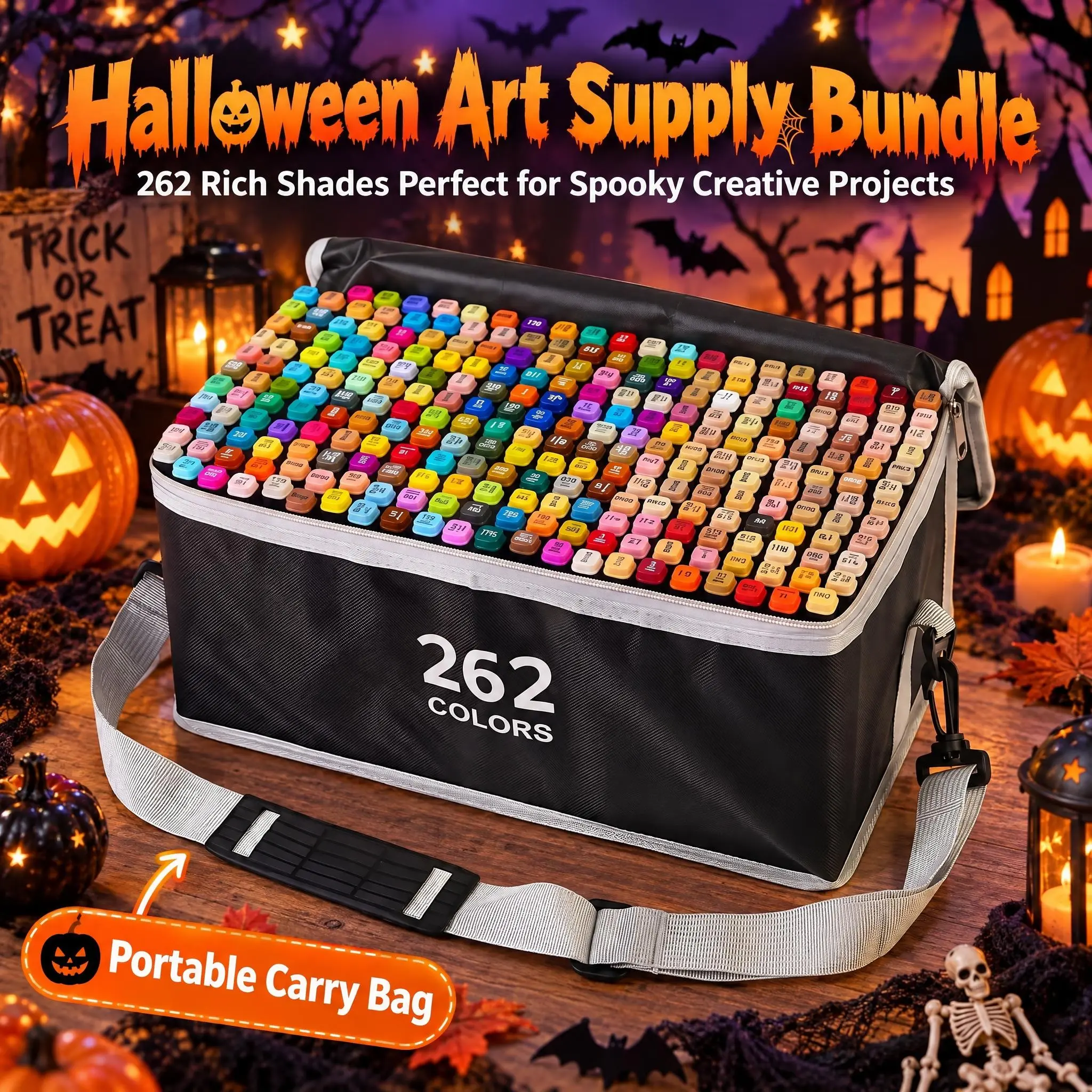Dual Tip Art Marker Pen Set - 120/168/262  , Broad Chisel & Fine Bullet Tips, Permanent, Portable Carry Case Included, Art Supplies for Sketching, Coloring, Artists & Students