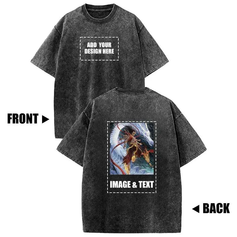 Holafish Custom Oversized Acid Wash T-Shirt Add Your Own Photo and Text Design to a Washed Vintage T-Shirt for Men and Women,Anniversary Gifts