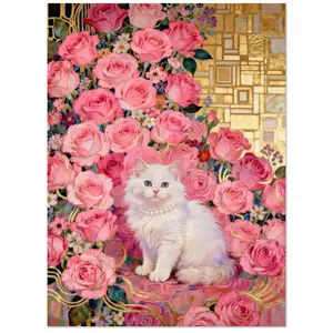 Rose Gold Whiskers 1000 Piece Jigsaw Puzzle for Adults, Premium Non Glare Print, Challenging Hidden Details Brain Teaser, Unique Holiday Gift Idea for Women