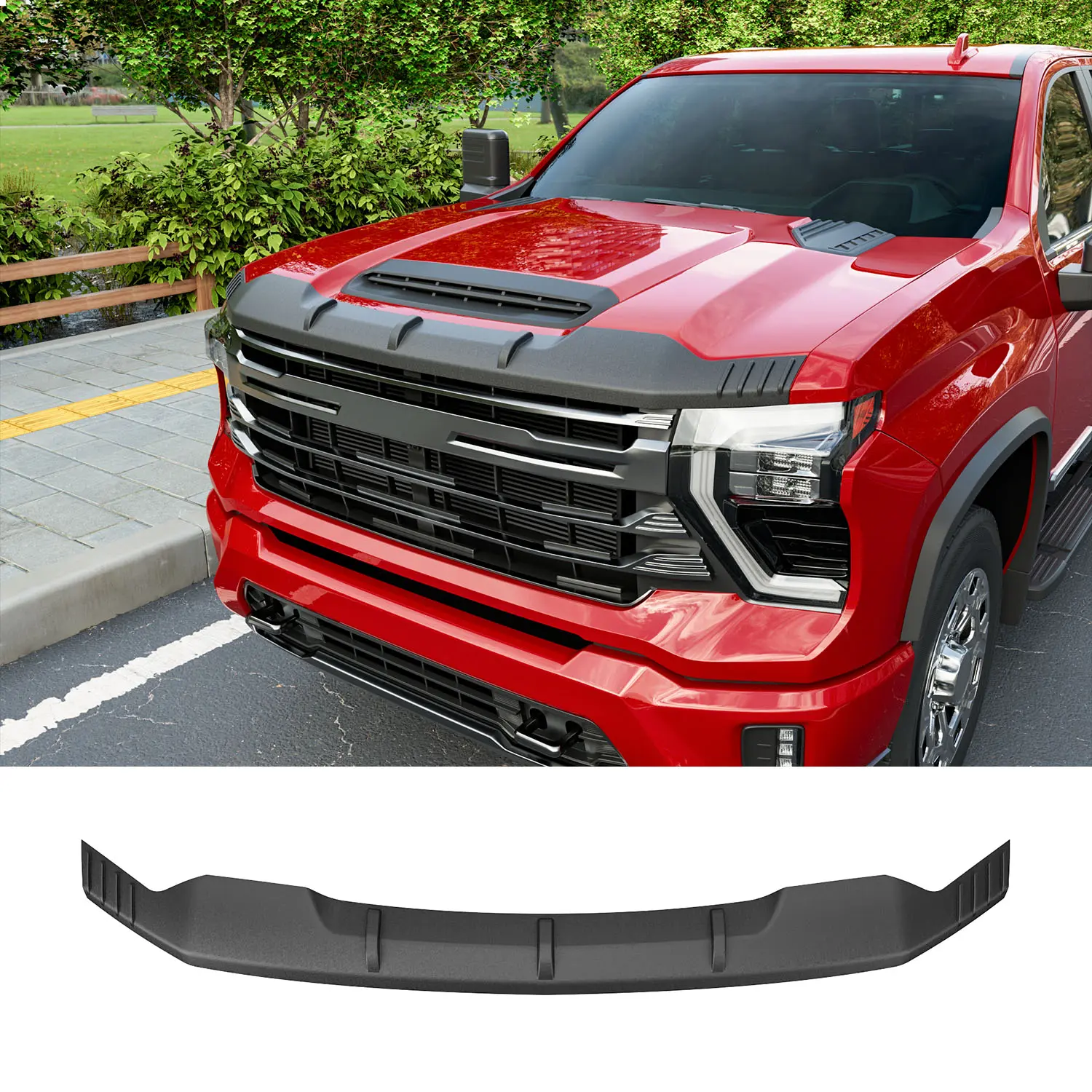 [Fits 20-26 Silverado 2500HD 3500HD]Hood Protector Compatible with 2020-2026 Chevy Silverado 2500HD 3500HD Deflector Upgraded TPE Shield Hood Deflector Replacement for 2020-2026 Chevy Silverado Accessories