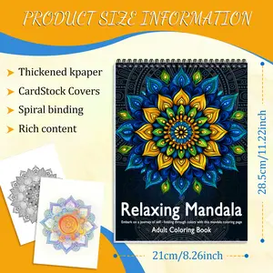 Adult Coloring Book Mandala Series Mandala Designs 24 Pages High Quality A4 Paper 11.22 x 8.26 Inches Single Sided Spiral Bound Original Manuscripts Mindfulness Relaxation Creative Expression Great for Emotional Relief Holiday and Birthday Gifts