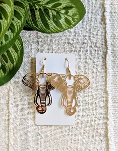 Ndovu Spirit Gold Tone Cut-Out Elephant Earrings