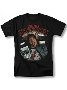 Eddie Munson Hellfire Club Vintage 90s Rock Band Graphic T-Shirt Unisex Regular Fit Short Sleeve Tee with Iconic Album Art