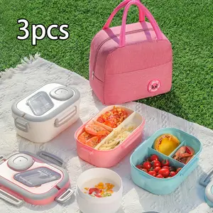 3pcs Set Reusable Insulated Lunch Bags with Handles - Durable Plastic, Perfect for Office, School, Outdoor, and Picnic Use - Ideal for Back-to-School Season, School Lunch Bags|Colorful Insulated Bags|Durable Plastic Bags