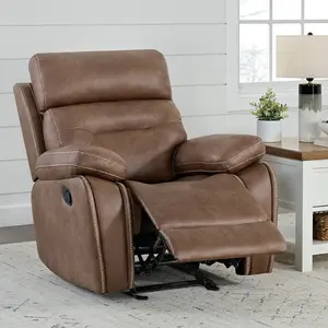 Emerson Glider Recliner Oversized Rocker Comfy Wide Reclining Overstuffed Armrest, Faux Leather Manual Arm Chair for Living Room Bedroom Home Theater Seating