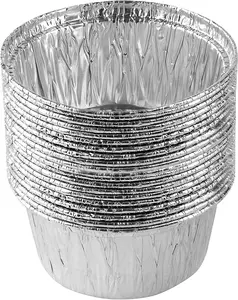 3.5'' Inch Round Ramekins Muffin Cups Tin Foil Cupcake Pans Disposable Aluminum, Freezer & Oven Safe Pack of 20