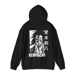 BLEACH Zaraki Kenpachi Manga Style Unisex Heavy Blend Hooded Anime Sweatshirt, Bleach Anime Hoodie, Kenpachi Anime Hoodie, Anime Gift