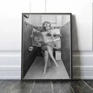 Hilarious Marilyn Monroe Sitting on Toilet Print - A Premium Quality Vintage - Inspired Wall Art for Your Bathroom. This Amusing Poster Adds a Touch of Whimsy to Your Decor, Unframed letterpress