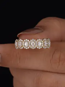 1 Pc Sparkling Half Circle Inlay Oval Zircon Ring for Women Exquisite Trendy All-Match Engagement Wedding Ring Simplicity Ladies Fashion Jewelry for Party Daily Clothing Decor Accessories as Anniversary Birthday Gift for Girlfriend Cubic Zirconia Rings