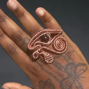 Juma CopperKing Campbell Eye of Horus Ring - Handcrafted Copper Wire Design with Eye of Horus Symbol