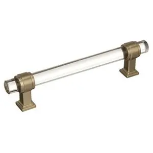 212 MAIN Glacio Series Glass Zinc Cabinet Pull - A36655 CBBZ, 128 mm, Clear-Black Bronze, High Quality Durable Door Hardware Handle