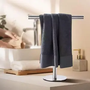 Stainless Steel Towel Rack, Hand Towel Holder, Solid Base, T-Shape Shelf, Bathroom Independent Towel Stand