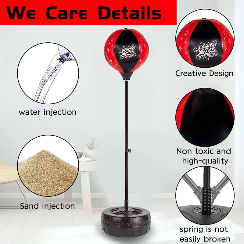 Adjustable Stand Punching Bag with Boxing Gloves - Fun and Safe Toy for Boys and Girls Ages 3+ - Ideal for Karate and Martial Arts Training