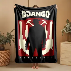 1 piece Django Unchained Classic Movie Poster themed flannel blanket - Modern-style flannel blanket, suitable for sofas and beds, all-season use, super soft and comfortable, digital printing, 100% polyester material, machine washable, suitable for