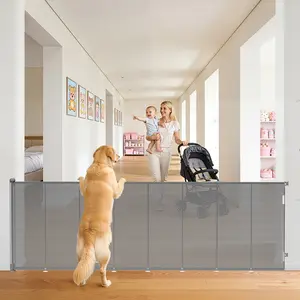 Retractable Baby Gate for Stairs, 42" Tall X 200" Wide Mesh Dog Gate Indoor, Child Gate for Doorways, Hallways, Deck, Indoor/Outdoor Pet Baby Safety Essentials for Home,Black,Gray,White