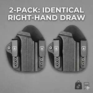 WARRIORLAND 1-Pack / 2-Pack Universal IWB Holster, Hybrid Kydex Inside Waistband Gun Holsters Fit 100+ Models, Fits Glock 19 17, Taurus G2C G3C, Sig P365 XL P320, Adjustable Retention, Right/Left Handed
