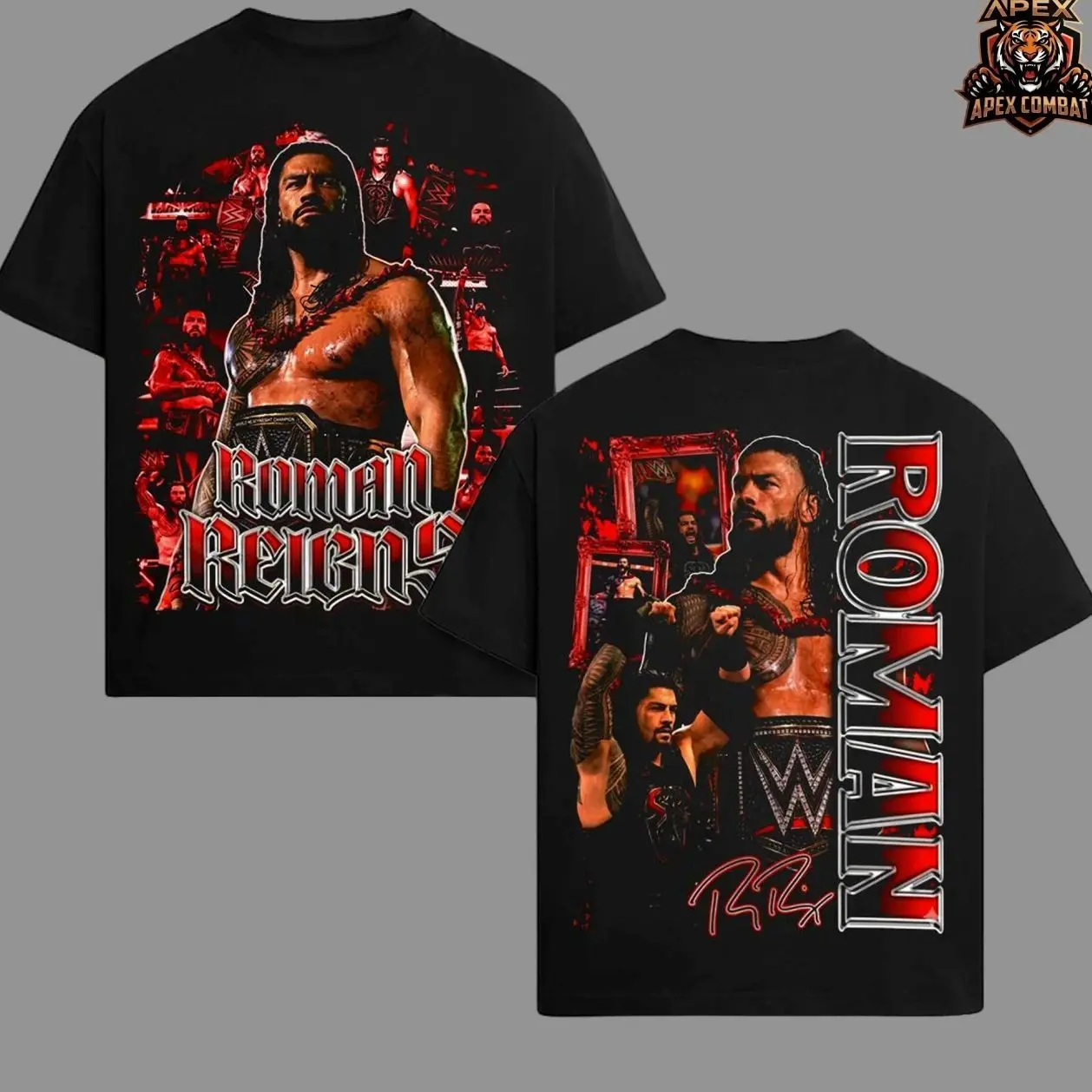Roman Reigns Tribal Chief Wrestling Graphic T-Shirt, WWE Champion Inspired Streetwear Tee, Bloodline Era Red Black Design, Undisputed Title Shirt, Oversized Cotton Unisex Casual Outfit, Retro Style Fan Apparel Gift 75E