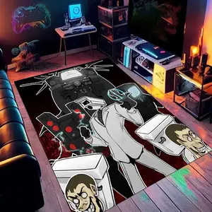 Skibidi Toilet 09 Cartoon Print Carpet, Home Living Room Bedroom Office Chair Under Carpet, Gift for Family and Friends, Christmas Decoration Carpet